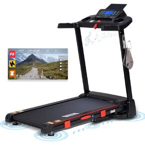 جهاز مشي مع ميل تلقائي، 18 بوصة جهاز مشي للمنزل، صغير الحجم، قابل للطي، سعة 350 رطل، ممتص للصدمات، 15% ميل تلقائي، 0.5-10 ميل في الساعة، 3 حصان، تطبيق بلوتوث للجري in Kuwait