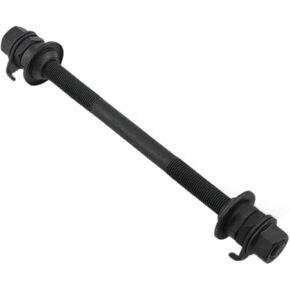 Bike Axle 180mm/7.08 Inch Bicycle Multiple Speed Rear Hub Axle 3/8'' Black 26TPI Hub Taper Lock Nut Washer Kit 1PCS