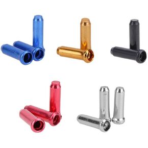 180pcs Aluminum Alloy Bike Brake Cable Caps Shift Cable Gear Wire End Tips Crimps for Road Bike and Mountain Bicycle, 100pcs Silver+20 PCS for Each Color of Black Blue Golden Red