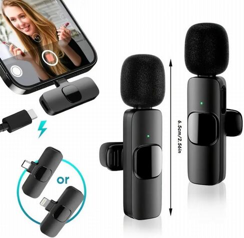 ميكروفون لاسلكي، لأجهزة iPhone وiPad، Lavalier Lapel، لاسلكي، متعدد الاتجاهات، ميكروفون مكثف للمقابلات، والبودكاست، ومدونات الفيديو، ويوتيوب، وتسجيل واضح للغاية، ومنشئ المحتوى in Kuwait