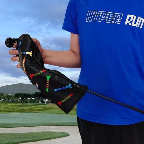 Golf Headcovers Driver Cover Fairway Wood Headcovers Hybrid Head Cover Missile Design Leather Golf 3 Wood Head Cover black in Saudi Arabia
