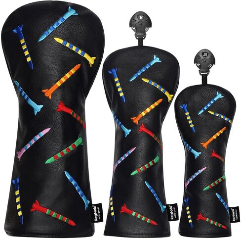 Golf Headcovers Driver Cover Fairway Wood Headcovers Hybrid Head Cover Missile Design Leather Golf 3 Wood Head Cover black in Saudi Arabia