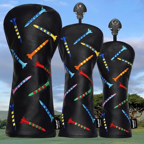 Golf Headcovers Driver Cover Fairway Wood Headcovers Hybrid Head Cover Missile Design Leather Golf 3 Wood Head Cover black in Saudi Arabia