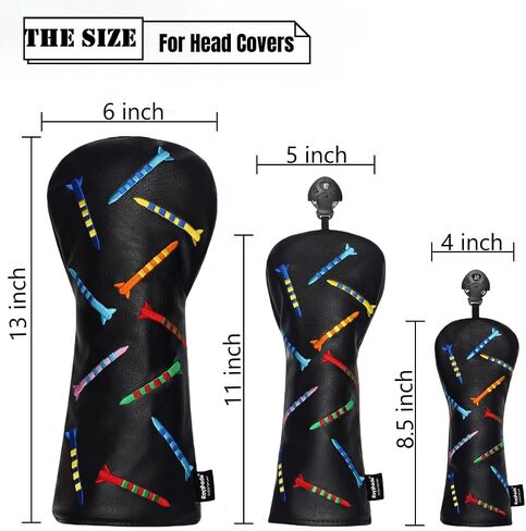 Golf Headcovers Driver Cover Fairway Wood Headcovers Hybrid Head Cover Missile Design Leather Golf 3 Wood Head Cover black in Saudi Arabia