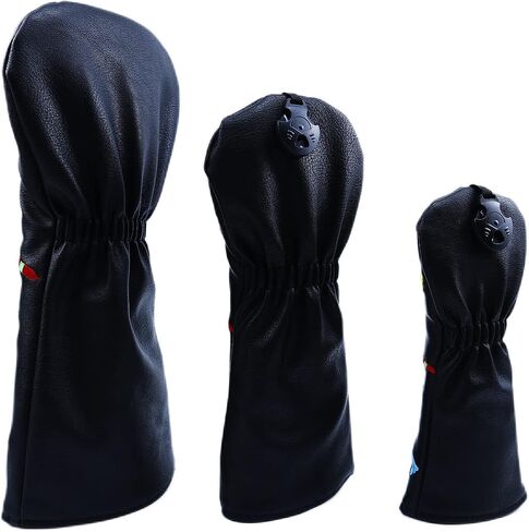 Golf Headcovers Driver Cover Fairway Wood Headcovers Hybrid Head Cover Missile Design Leather Golf 3 Wood Head Cover black in Saudi Arabia