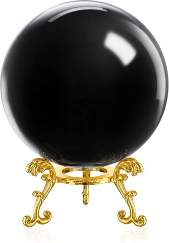 60mm Black Crystal Balls Glass Decorative Ball for Home Decoration Healing Sphere with Gold Stand Fengshui Balls Ornaments for Women Gift in Saudi Arabia