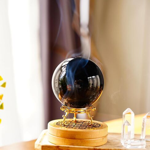 60mm Black Crystal Balls Glass Decorative Ball for Home Decoration Healing Sphere with Gold Stand Fengshui Balls Ornaments for Women Gift in Saudi Arabia