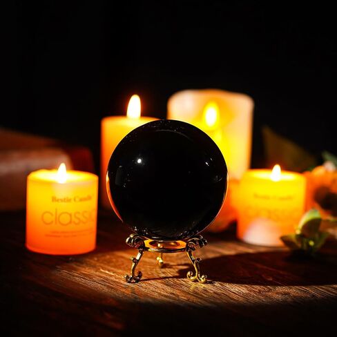 60mm Black Crystal Balls Glass Decorative Ball for Home Decoration Healing Sphere with Gold Stand Fengshui Balls Ornaments for Women Gift in Saudi Arabia