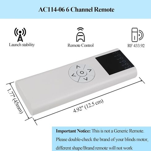 جهاز تحكم عن بعد AC114-06 (RF 433.92MHz) جهاز تحكم في الستائر اللاسلكية ذو 6 قنوات للظلال والستائر الدوارة الآلية in Saudi Arabia