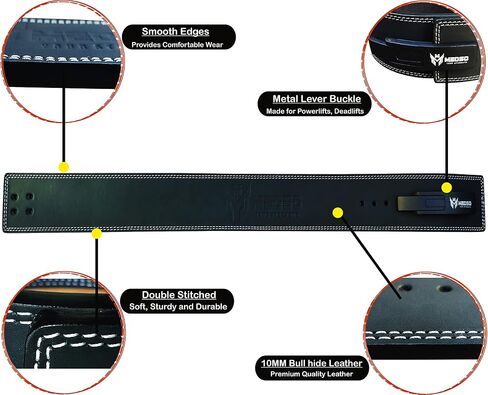 Weightlifting Lever Belt 100% Pro Genuine Leather for Weight Lifting, Powerlifting, Cross Training, Squats, Deadlifting,10MM Thick 4" Wide for Men and Women in Saudi Arabia