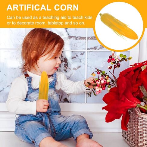 3 قطع من ذرة اصطناعية من ديديسيون، محاكاة للذرة الاصطناعية، ديكور نباتي نابض بالحياة مع غلاف سيقان لدعم الصورة، أصفر in Kuwait