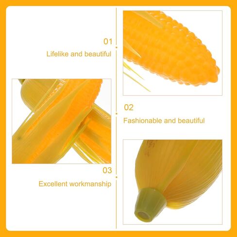 3 قطع من ذرة اصطناعية من ديديسيون، محاكاة للذرة الاصطناعية، ديكور نباتي نابض بالحياة مع غلاف سيقان لدعم الصورة، أصفر in Kuwait