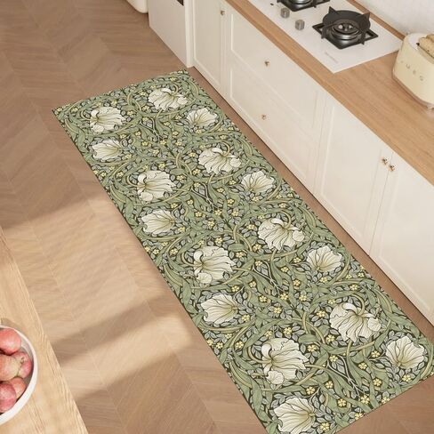 Machine Washable Runner Rugs 2'x5',William Morris Vintage Floral Runners for Hallways,Blue/Pink Elegant Flower Thin Rug Soft Non Slip Carpet Throw Rug for Kitchen Laundry Room Bedroom in Saudi Arabia