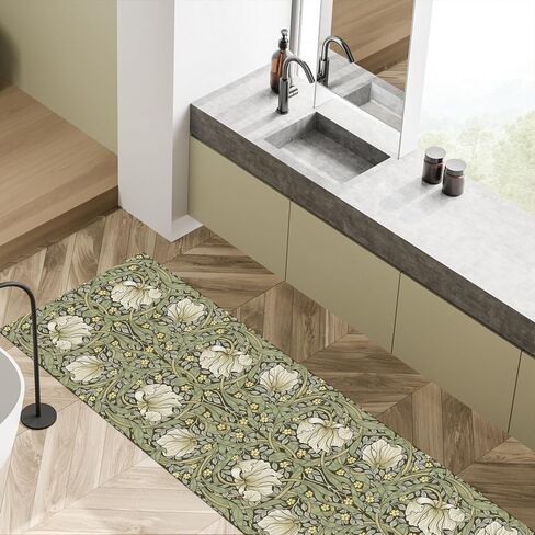 Machine Washable Runner Rugs 2'x5',William Morris Vintage Floral Runners for Hallways,Blue/Pink Elegant Flower Thin Rug Soft Non Slip Carpet Throw Rug for Kitchen Laundry Room Bedroom in Saudi Arabia
