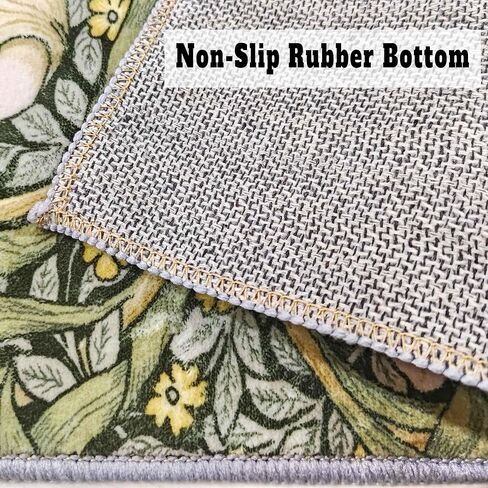 Machine Washable Runner Rugs 2'x5',William Morris Vintage Floral Runners for Hallways,Blue/Pink Elegant Flower Thin Rug Soft Non Slip Carpet Throw Rug for Kitchen Laundry Room Bedroom in Saudi Arabia