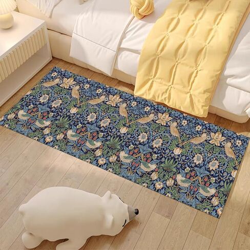 Machine Washable Runner Rugs 2'x5',William Morris Vintage Floral Runners for Hallways,Blue/Pink Elegant Flower Thin Rug Soft Non Slip Carpet Throw Rug for Kitchen Laundry Room Bedroom in Saudi Arabia