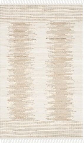 SAFAVIEH Montauk Collection Accent Rug - 2'6" x 4', Beige, Handmade Fringe Cotton, Ideal for High Traffic Areas in Entryway, Living Room, Bedroom (MTK752A) in Saudi Arabia