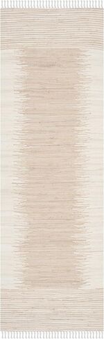 سجادة SAFAVIEH Montauk Collection Accent - 3' x 5'، بيج، قطن مهدب مصنوع يدويًا، مثالية للمناطق ذات حركة المرور العالية في المدخل، غرفة المعيشة، غرفة النوم (MTK752A) in Saudi Arabia