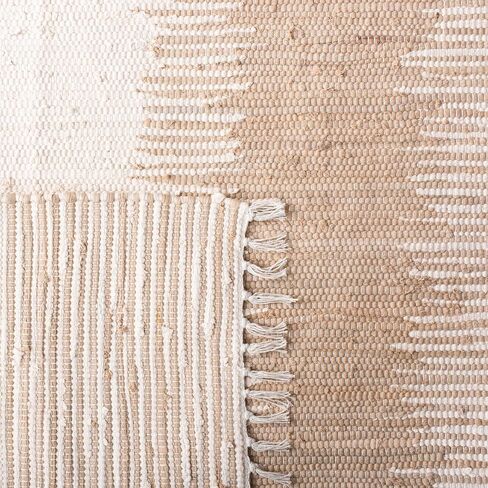 سجادة SAFAVIEH Montauk Collection Accent - 3' x 5'، بيج، قطن مهدب مصنوع يدويًا، مثالية للمناطق ذات حركة المرور العالية في المدخل، غرفة المعيشة، غرفة النوم (MTK752A) in Saudi Arabia