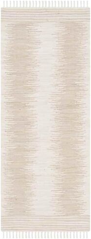 SAFAVIEH Montauk Collection Accent Rug - 2'6" x 4', Beige, Handmade Fringe Cotton, Ideal for High Traffic Areas in Entryway, Living Room, Bedroom (MTK752A) in Saudi Arabia