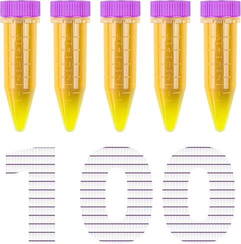 أنابيب طرد مركزي مخروطية 5 مل مع أغطية كبس، أنابيب طرد مركزي من مادة البولي بروبيلين مع نقطة متدرجة ومكتوبة، غير مولدة للحرارة، خالية من DNase/RNase، 100 قطعة in Kuwait