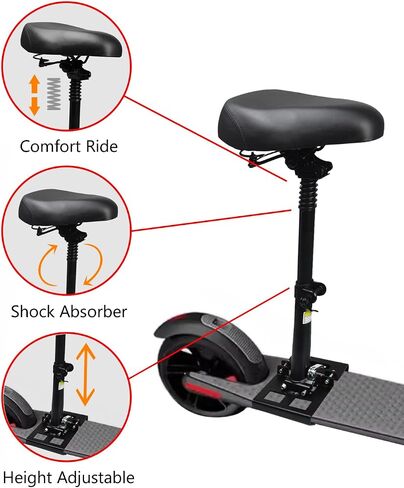 Electric Scooter Seat Only for Segway Ninebot Adult Scooter ES1/ES2/ES3/ES3 Plus/ES4/E22/E45 Series, Foldable eScooter Saddle with Waterproof Cushion Cover, Shockproof, Comfy, Adjustable Height in Saudi Arabia