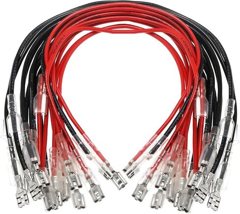 30Pcs 6.3mm Double Head Crimp Terminal with Insulating Sleeve with Wire Red + Black Female Spade Quick Splice Assortment Kit 11.82"（15 RED+15 Black） in Saudi Arabia