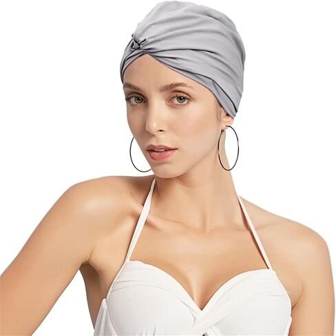 Swim Cap Women Retro Turban Cap Anti Slip Swimming Cap for Long Hair Pleated Knotted Swim Cap for Short Hair Bathing Cap Extra Large Swim Cap Elastic Comfort Cap for Swim Sleeping Spa Shower in Saudi Arabia