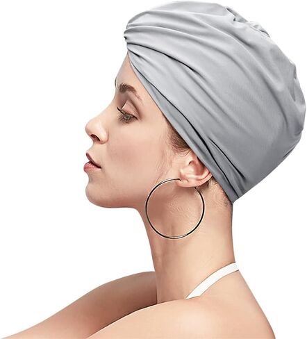 Swim Cap Women Retro Turban Cap Anti Slip Swimming Cap for Long Hair Pleated Knotted Swim Cap for Short Hair Bathing Cap Extra Large Swim Cap Elastic Comfort Cap for Swim Sleeping Spa Shower in Saudi Arabia