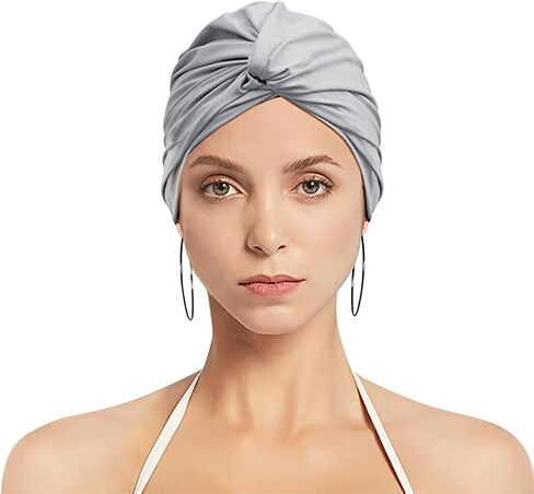 Swim Cap Women Retro Turban Cap Anti Slip Swimming Cap for Long Hair Pleated Knotted Swim Cap for Short Hair Bathing Cap Extra Large Swim Cap Elastic Comfort Cap for Swim Sleeping Spa Shower in Saudi Arabia