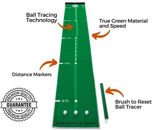 Golf Putting Mat, Indoor Putting Green Shows a Visible Trail of Putts & Replicates Golf Green, includes Backstop, 3X Balls, Brush & Golf Cup, Golfing Gifts for Men in Saudi Arabia