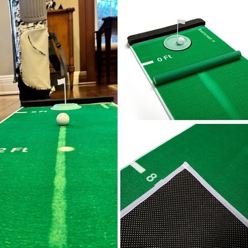 Golf Putting Mat, Indoor Putting Green Shows a Visible Trail of Putts & Replicates Golf Green, includes Backstop, 3X Balls, Brush & Golf Cup, Golfing Gifts for Men in Saudi Arabia