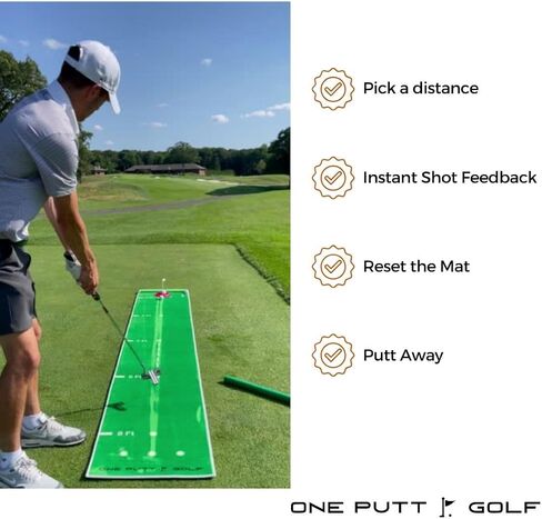 Golf Putting Mat, Indoor Putting Green Shows a Visible Trail of Putts & Replicates Golf Green, includes Backstop, 3X Balls, Brush & Golf Cup, Golfing Gifts for Men in Saudi Arabia