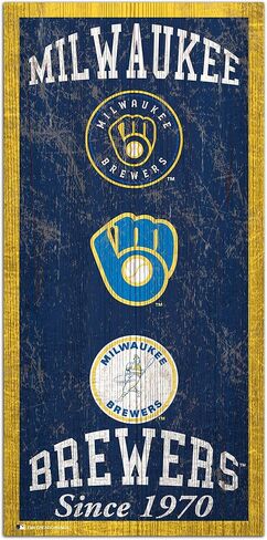 لافتة التراث من Fan Creations MLB Milwaukee Brewers للجنسين من Milwaukee Brewers، لون الفريق، 6 × 12 in Saudi Arabia