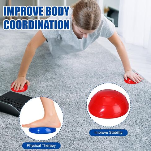 12 Pieces Balance Pods Balance Trainer Dots Stepping Stones for Kids Half Balance Disc with Hand Pump for Adults Yoga Core Strength Coordination Physical Exercise Obstacle Training, 8 Colors in Saudi Arabia