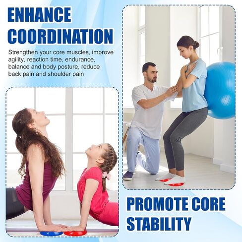 12 Pieces Balance Pods Balance Trainer Dots Stepping Stones for Kids Half Balance Disc with Hand Pump for Adults Yoga Core Strength Coordination Physical Exercise Obstacle Training, 8 Colors in Saudi Arabia