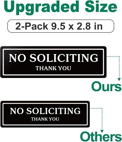 2-Pack No Soliciting Sign For House, Upgraded 9.5"x 2.8" No Soliciting Signs for Home with Strong Self-Adhesive, Acrylic No Soliciting Sign For Front Door/Wall/Window/Business/Home in Saudi Arabia