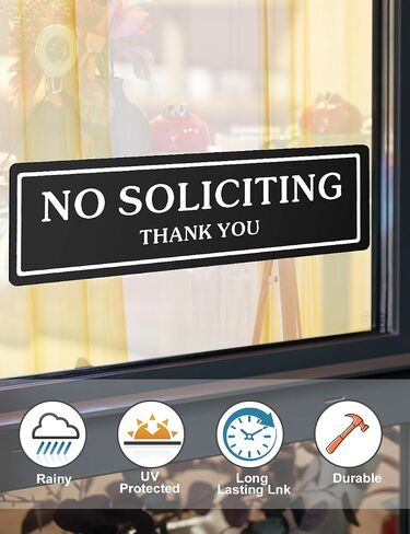 2-Pack No Soliciting Sign For House, Upgraded 9.5"x 2.8" No Soliciting Signs for Home with Strong Self-Adhesive, Acrylic No Soliciting Sign For Front Door/Wall/Window/Business/Home in Saudi Arabia