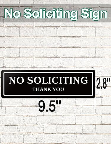 2-Pack No Soliciting Sign For House, Upgraded 9.5"x 2.8" No Soliciting Signs for Home with Strong Self-Adhesive, Acrylic No Soliciting Sign For Front Door/Wall/Window/Business/Home in Saudi Arabia