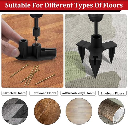 Squeaky Floor Repair Kit, Floor Fix Screws Kit for Most Wood Floors, Eliminate Squeaky Noise Under Carpeted Floors, Hardwood, Vinyl and Linoleum Floors, Black Noisy Floor Repair Tools with 50 Screws in Saudi Arabia