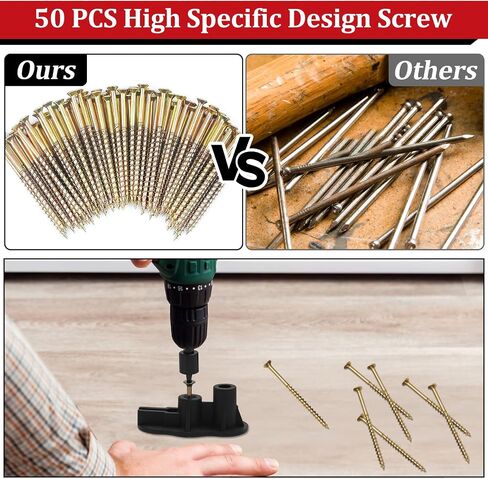 Squeaky Floor Repair Kit, Floor Fix Screws Kit for Most Wood Floors, Eliminate Squeaky Noise Under Carpeted Floors, Hardwood, Vinyl and Linoleum Floors, Black Noisy Floor Repair Tools with 50 Screws in Saudi Arabia