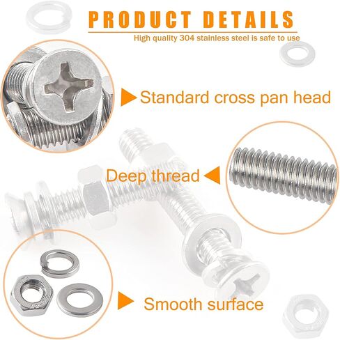 680pcs M3 M4 M5 M6 Nuts and Bolts Washers Cross Flat Head Screws 304 Stainless Steel Hex Socket Countersunk Bolts Set Machine Screws Fastener Repair Tools Assortment Kit in Saudi Arabia