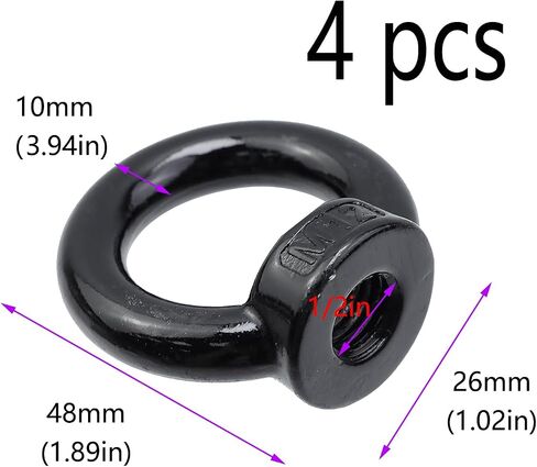 Lifting Eye Nut Stainless Steel 304,6PCS 5/16" UNC(M8) Heavy Duty Marine Grade, Hardware Ring Shaped Eye Bolt-Black in Saudi Arabia