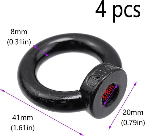 Lifting Eye Nut Stainless Steel 304,6PCS 5/16" UNC(M8) Heavy Duty Marine Grade, Hardware Ring Shaped Eye Bolt-Black in Saudi Arabia