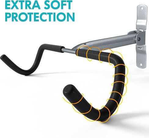 Wall Mounted Bike Rack, Foldable Bike Wall Mount Bracket for Bike Storage and Space Saving - Bike Hanger with Foam Padded Frame Protection - Core Black in Saudi Arabia
