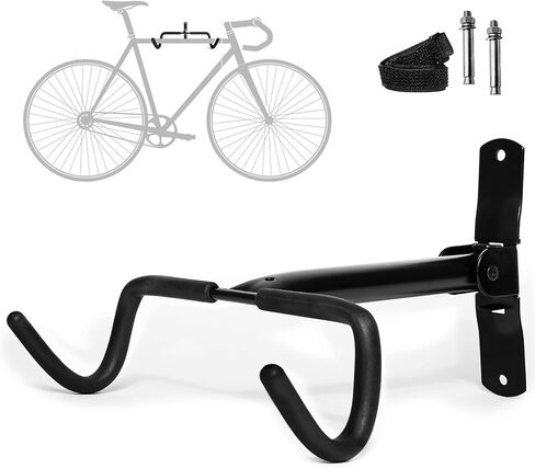 Wall Mounted Bike Rack, Foldable Bike Wall Mount Bracket for Bike Storage and Space Saving - Bike Hanger with Foam Padded Frame Protection - Core Black in Saudi Arabia