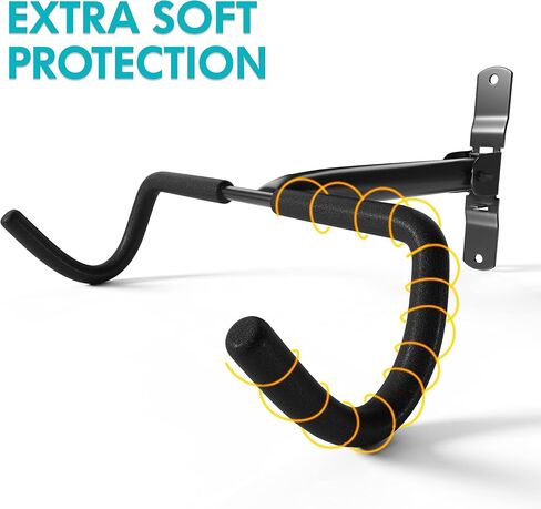 Wall Mounted Bike Rack, Foldable Bike Wall Mount Bracket for Bike Storage and Space Saving - Bike Hanger with Foam Padded Frame Protection - Core Black in Saudi Arabia