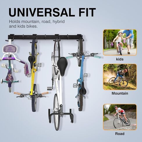 Bike Storage Rack, 4 Bike Racks and 3 Helmets Hooks, Wall Mounted Bike Storage Rack, Max capacity 240lbs in Saudi Arabia