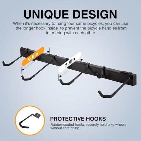 Bike Storage Rack, 4 Bike Racks and 3 Helmets Hooks, Wall Mounted Bike Storage Rack, Max capacity 240lbs in Saudi Arabia