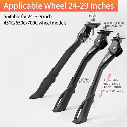 JSHOUBIKE Adjustable Rear Kickstand Aluminium Alloy Side Kick stand Fits For 24/26/27.5/29Inch Mountain bike, 700C Road bicycle, MTB,E-Bikes，Snow/Folding Bike, Electric bike, ebike in Saudi Arabia